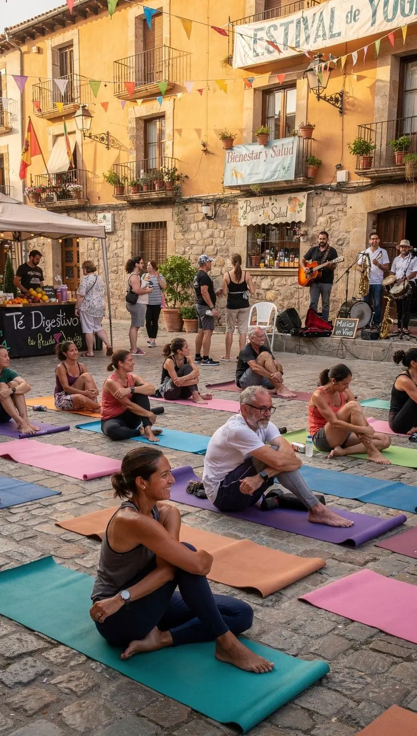 Una mujer en una postura de yoga con enfoque en la respiración profunda, en un estudio tranquilo.
